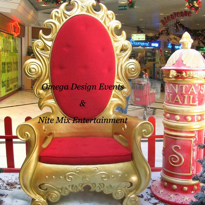 Red and gold Christmas Santa Throne chair for rent
