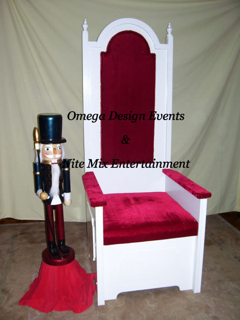 Red and White Christmas Santa Throne chair for rent